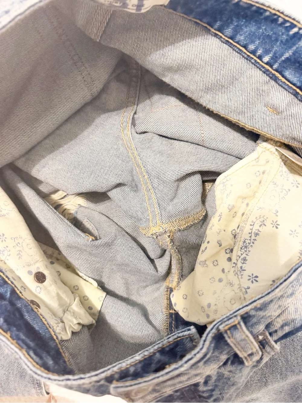 Free People Belladonna Patchwork Bootcut Jeans Size 31